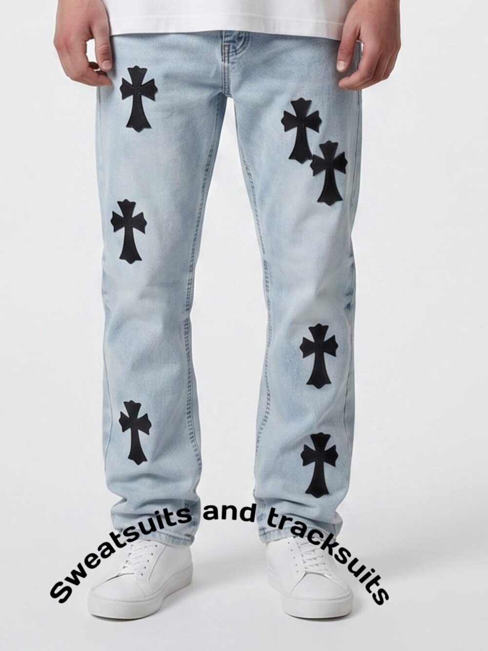 Rebel Vengeance Men's Cross Stitched Jeans Size 36x31 Chrome Hearts inspired NWT